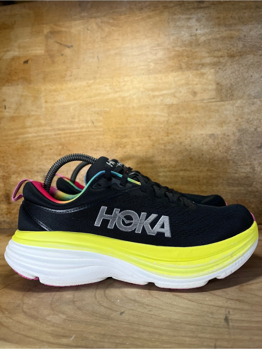 Hoka One One Bondi 8 REFLECTIVE Mens Size 8.5 Running Shoes Sneakers Black